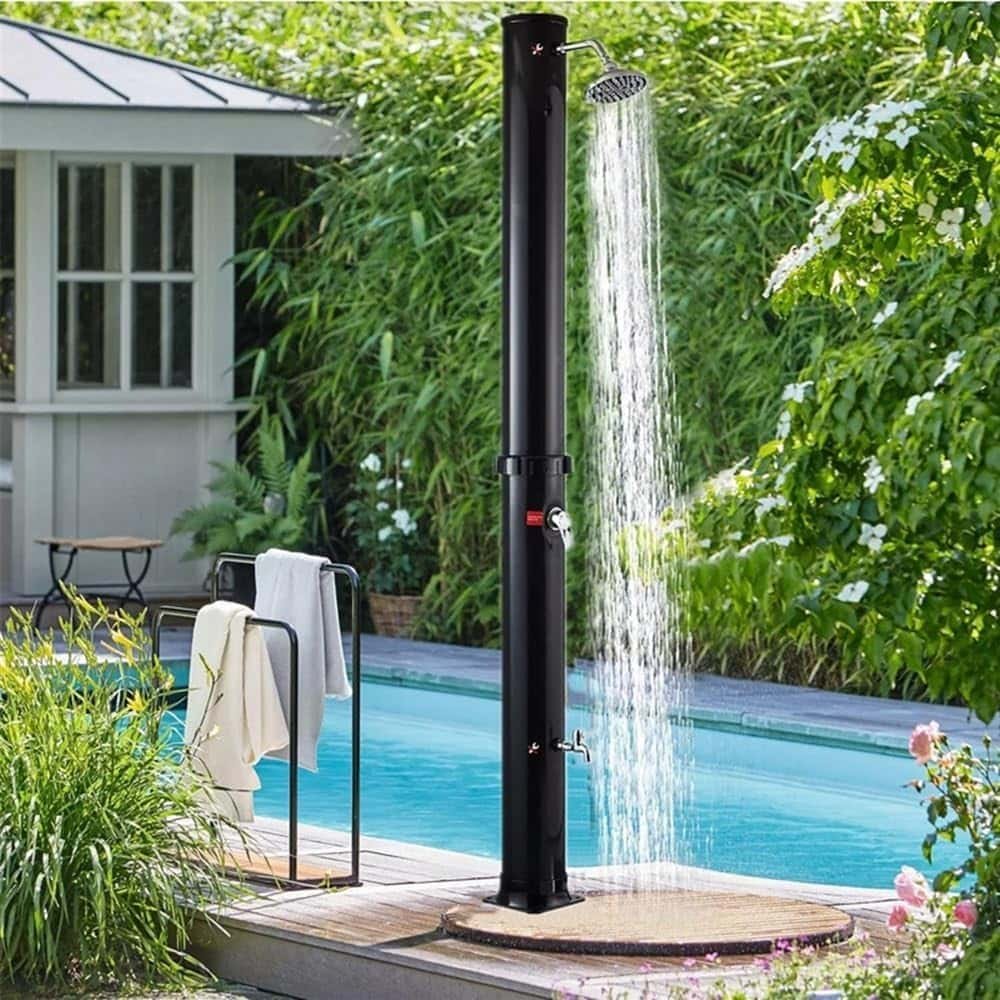 Solar-Heated Outdoor Shower with Shower Head & Foot Tap Spigot