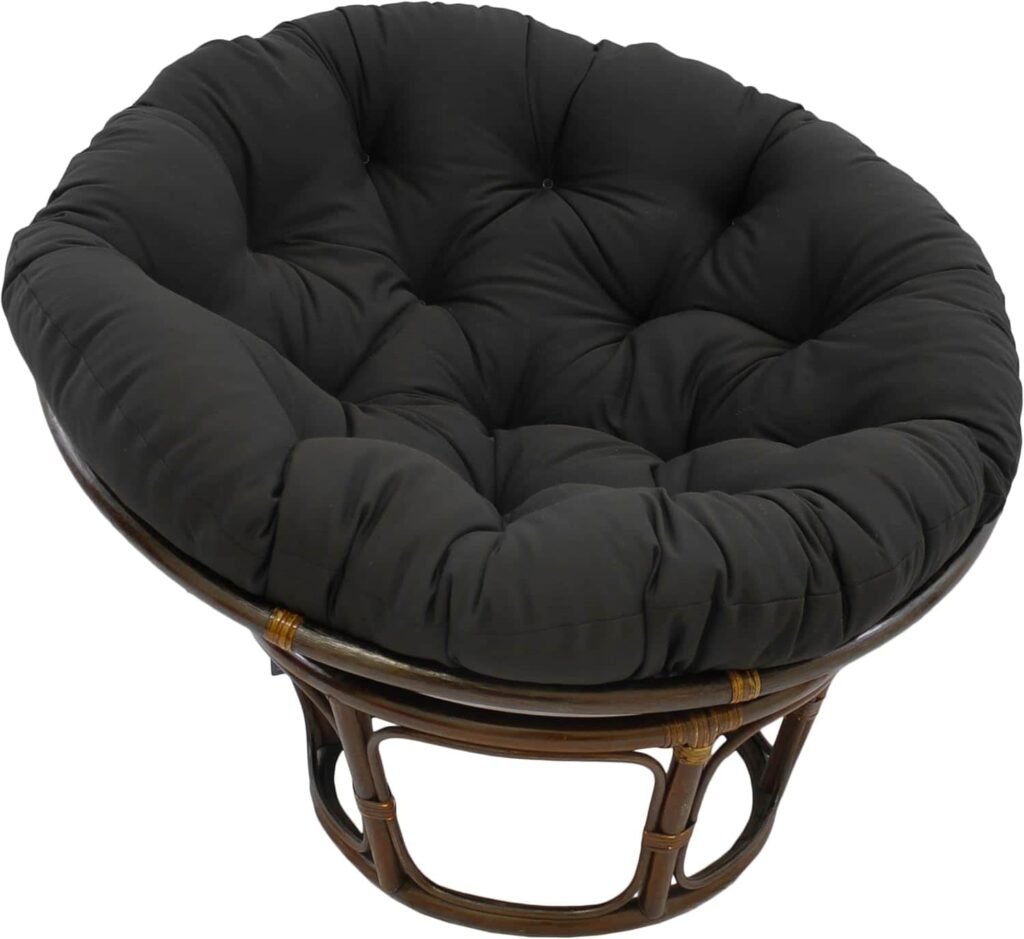 Blazing Needles 52 x 6 x 52-Inch Black Solid Twill Papasan Chair Cushion