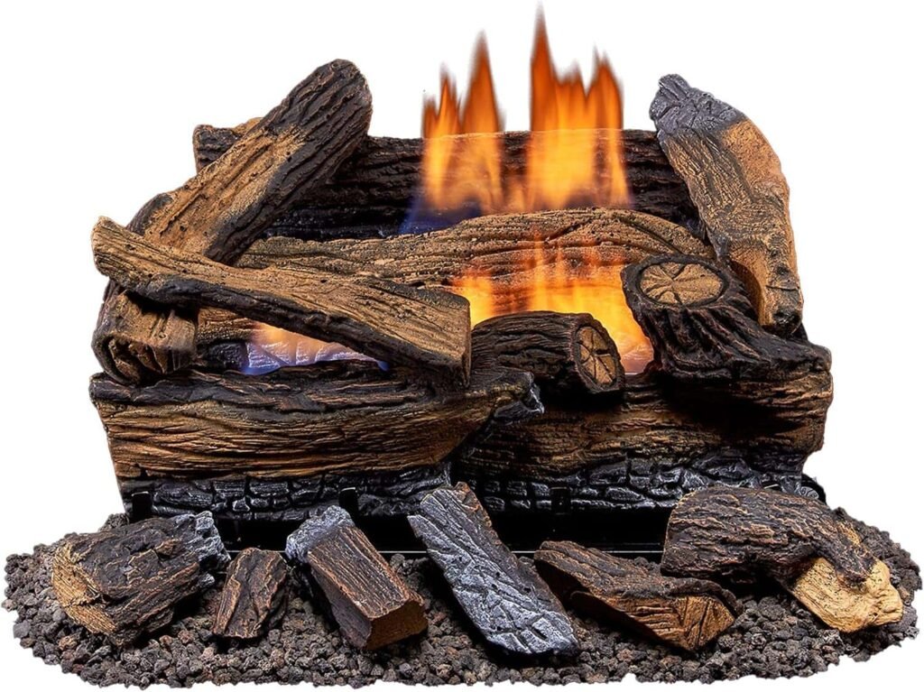 Duluth Forge DLS-18T-1 Dual Fuel Ventless Fireplace Logs Set with Thermostat