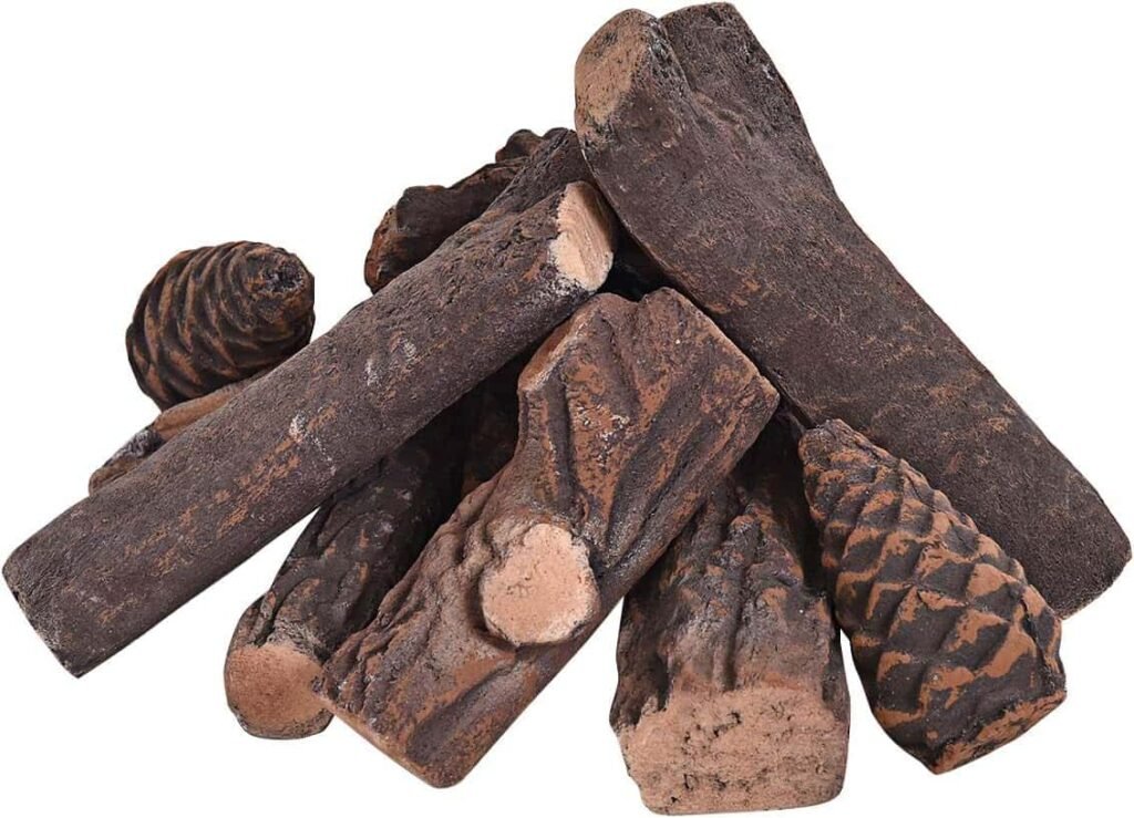 Goplus Ceramic Wood Gas Fireplace Logs