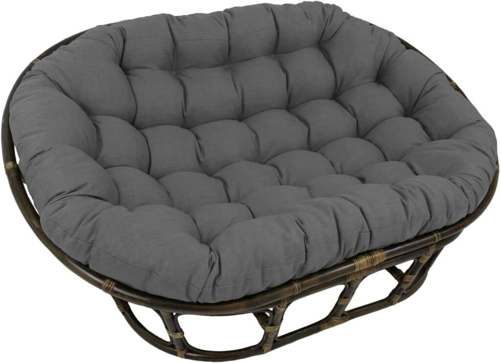 International Caravan Rattan Double Papasan Chair with Outdoor Cushion