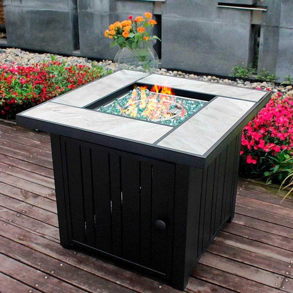 OutVue 30-Inch Propane Fire Pit with Real Ceramic Tabletop