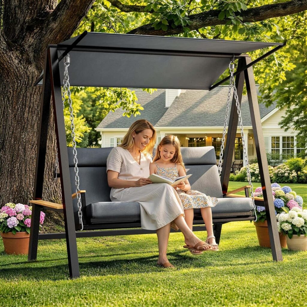 Pamapic 3-4 Seat Porch Swing with Stand