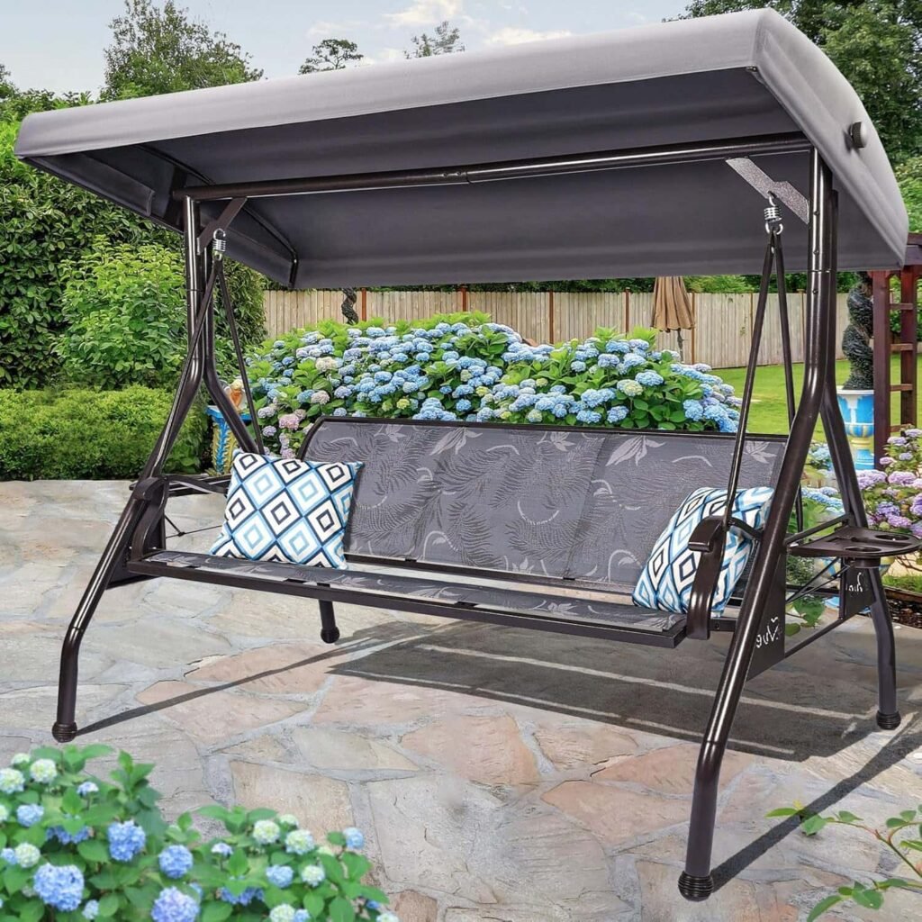 ZZW 3-Person Patio Swing with Adjustable Canopy