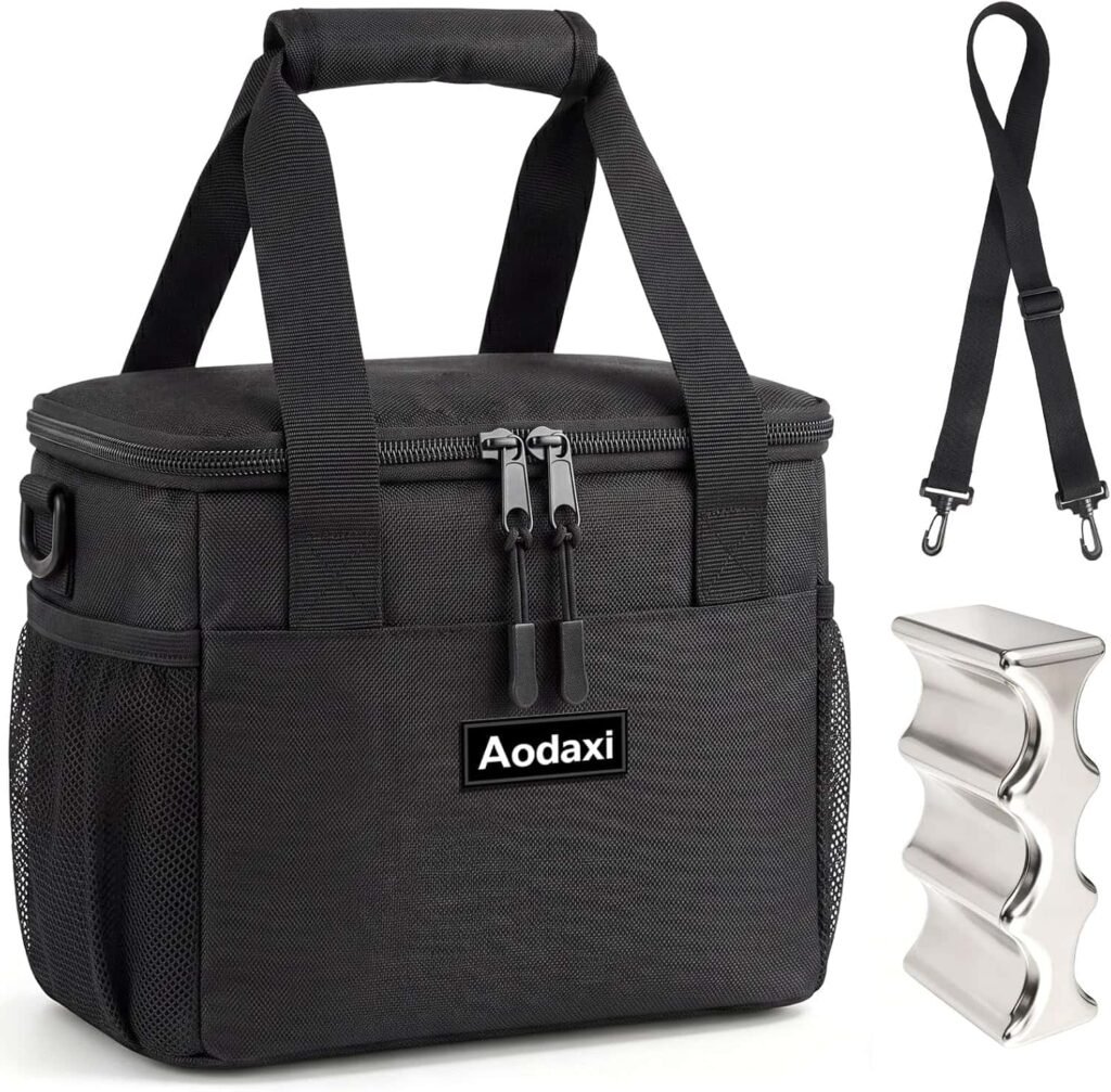 Aodaxi Insulated Lunch Bag with Reusable Stainless Steel Ice Pack