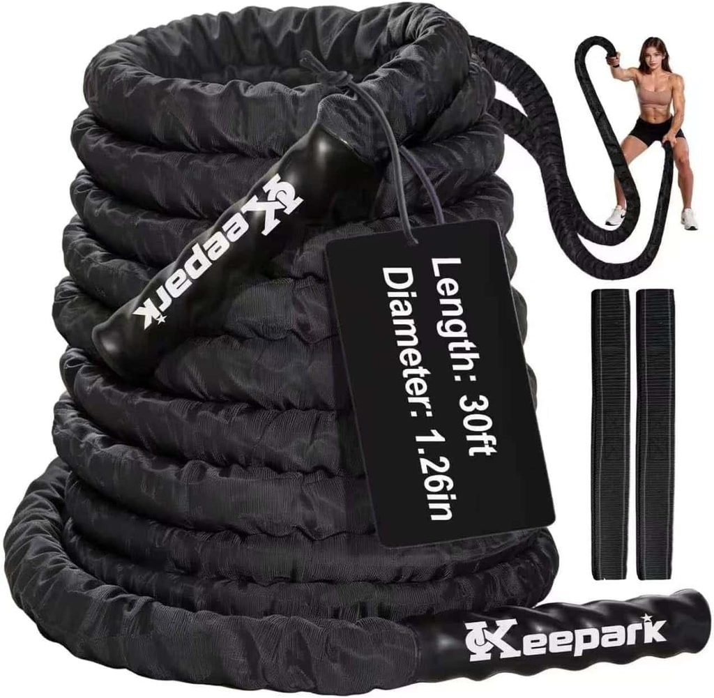 Keepark Battle Rope for Home Gym Full-Body Strength and Conditioning Workouts
