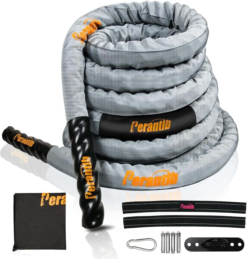 Perantlb 100% Poly Dacron Grey Workout Rope for Strength and Conditioning