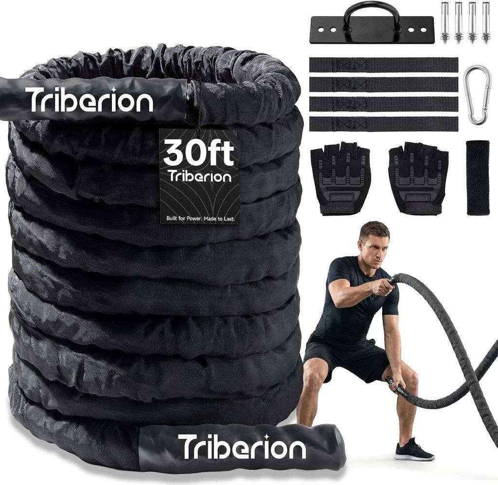 Profect Sports Battle Ropes with Anchor Strap for Home Gym Workouts