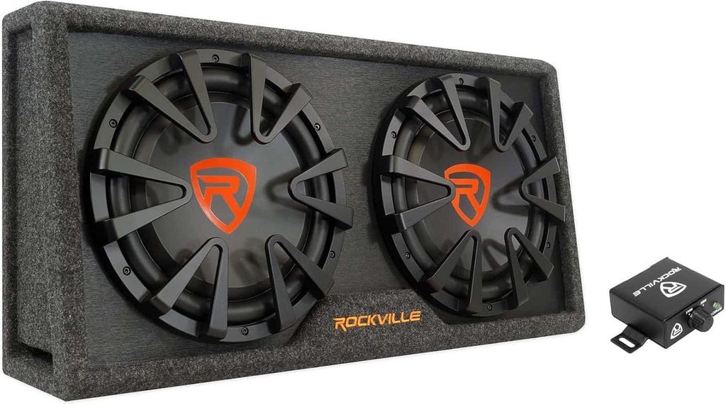 Rockville RG212CA v2 Dual 12-Inch Slim Vented Powered Car Subwoofer Enclosure