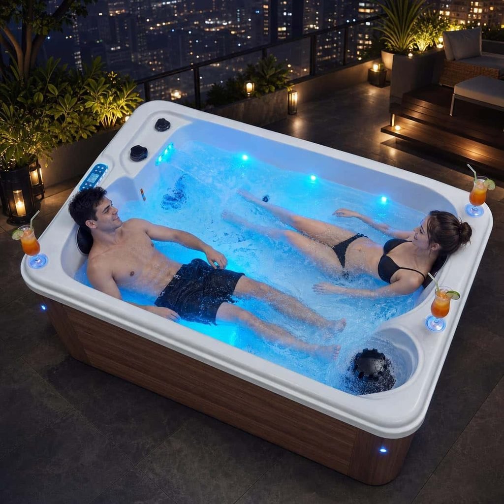 2-Person Outdoor Hot Tub with Plug-and-Play Acrylic Spa Design