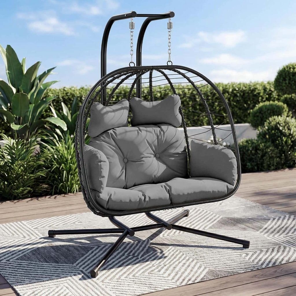 Bifanuo Double Hanging Egg Chair with Stand