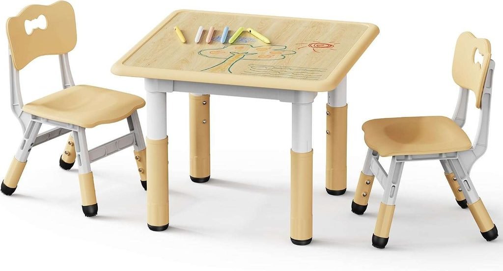Brelley Height Adjustable Toddler Table and 2 Chairs Set