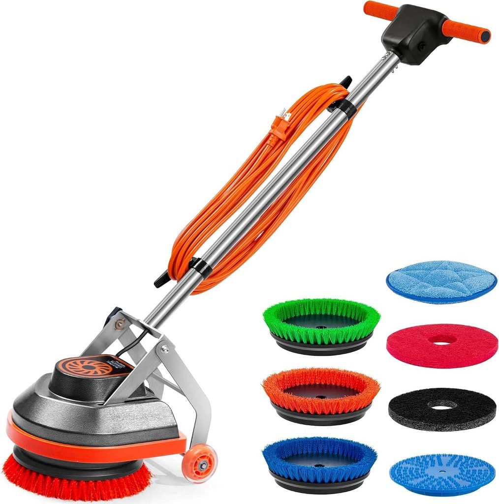 HHQ Commercial Floor Scrubber Machine with Brushes and Pads