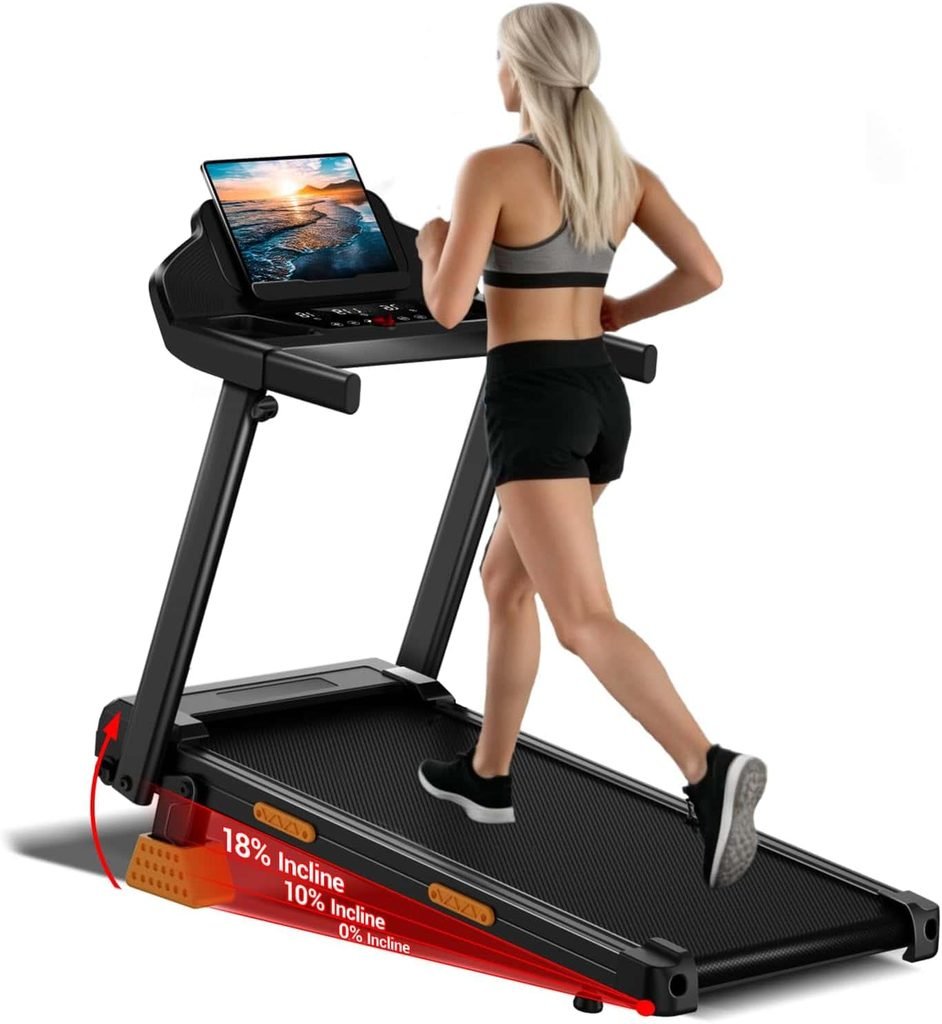 LONTEK 18% Incline Treadmill with Handle Bar