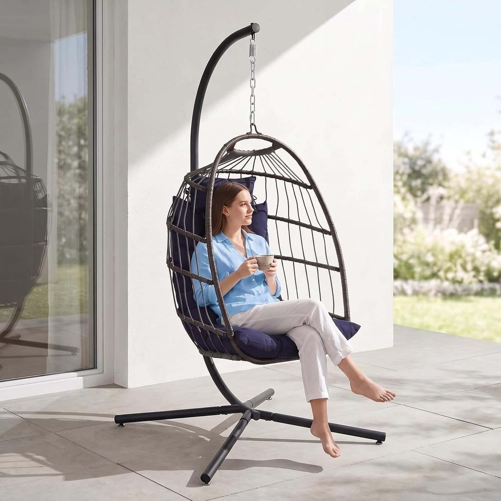 SereneLife Hanging Egg Chair with Stand