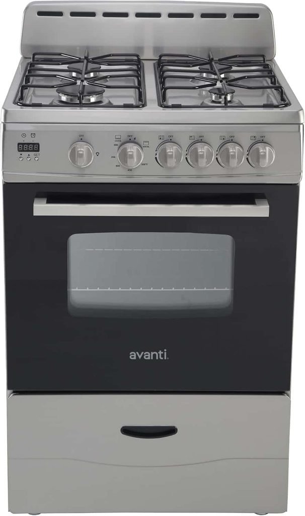 Avanti 24-Inch Compact Gas Range with Four Burners and 2.6 Cu. Ft. Oven