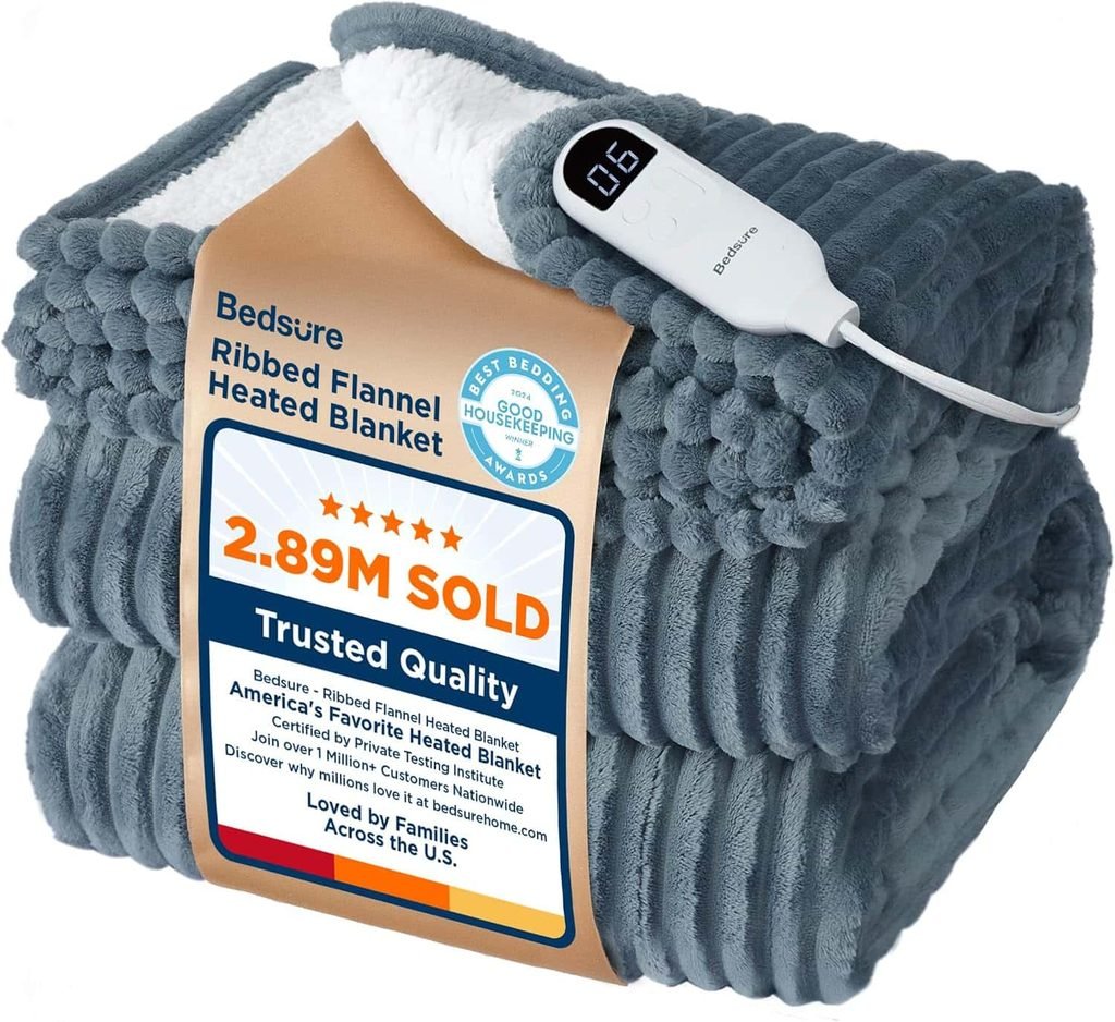 Bedsure Twin Ribbed Electric Blanket with Preheat