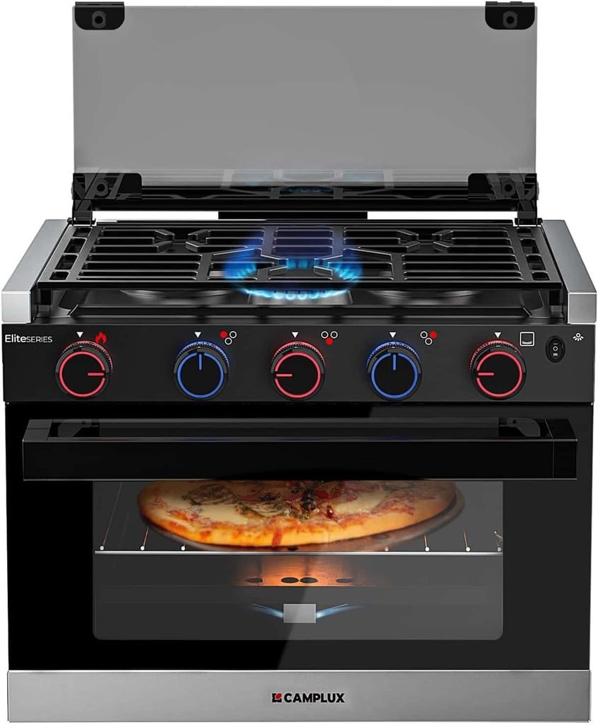 CAMPLUX 17-Inch RV Propane Stove and Oven Combo with Flame-Failure Protection