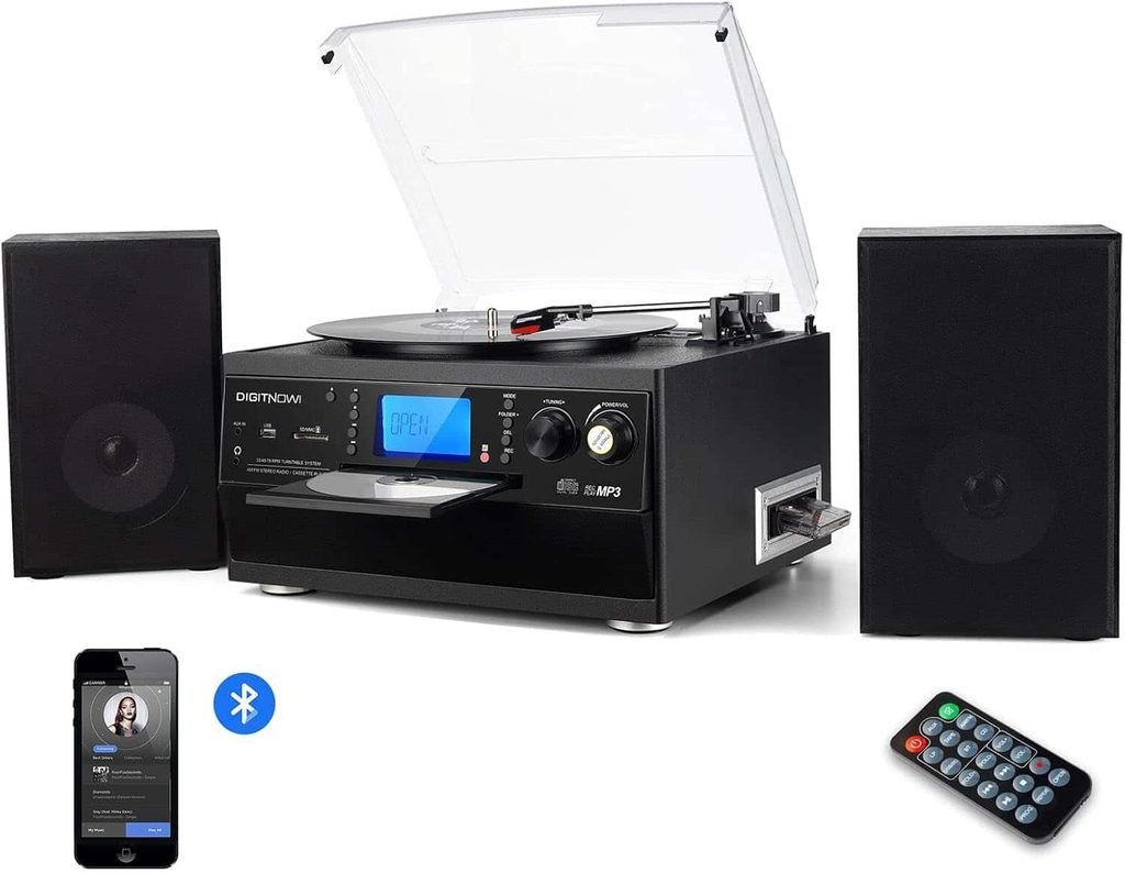 DIGITNOW Bluetooth Record Player with Stereo Speakers