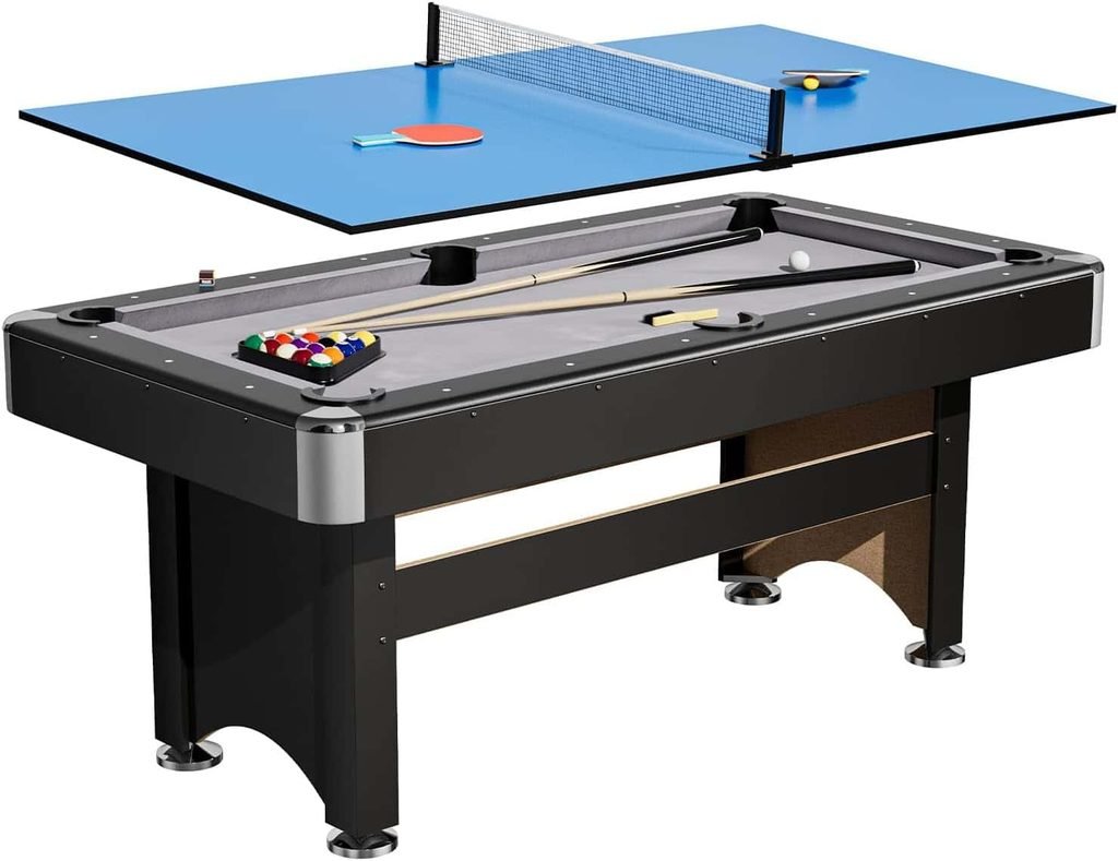 Garvee 6-Foot 2-in-1 Pool Table and Ping Pong Table