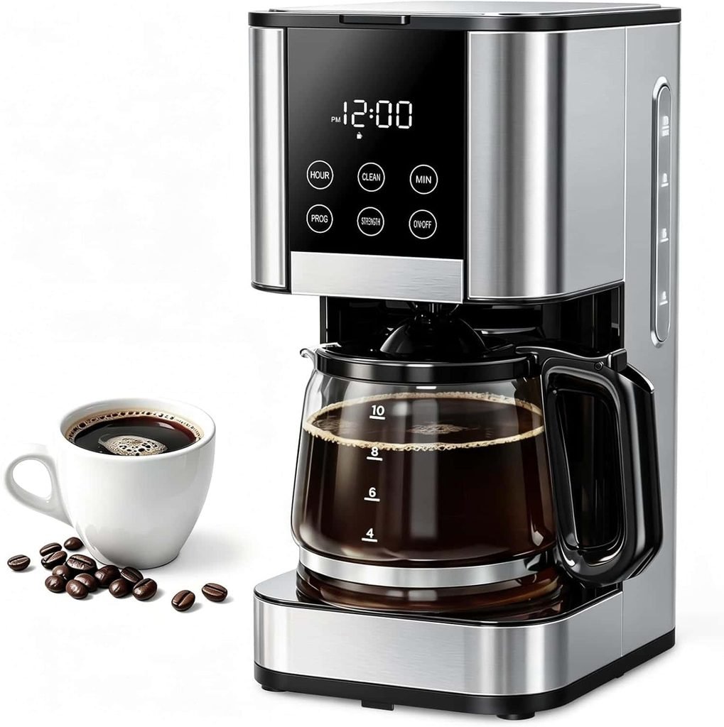 Horavie 10-Cup Programmable Drip Coffee Maker with Regular & Strong Brew
