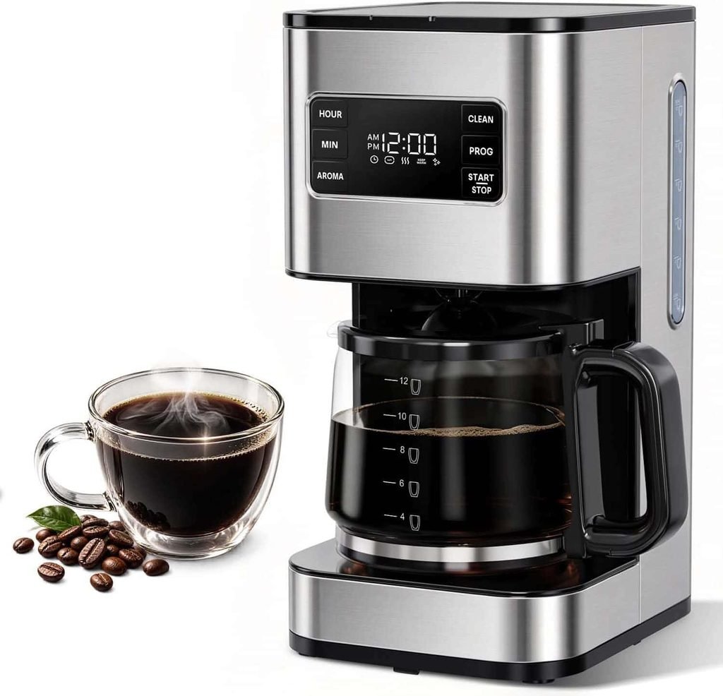 Karosie 12-Cup Programmable Drip Coffee Maker with Regular & Strong Brew