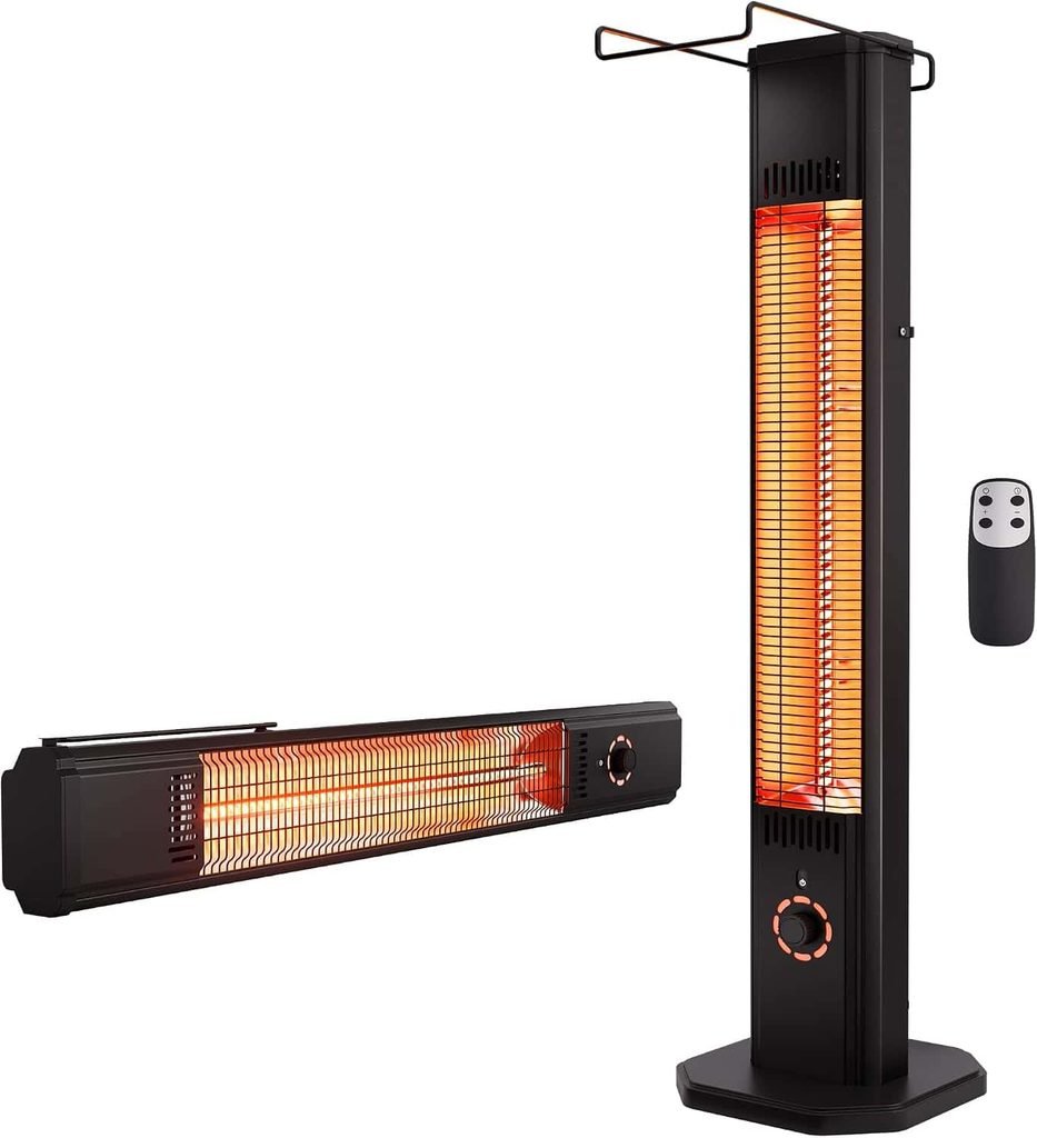 Kihdockood Electric Infrared Patio Heater, Wall-Mounted and Freestanding Waterproof Design