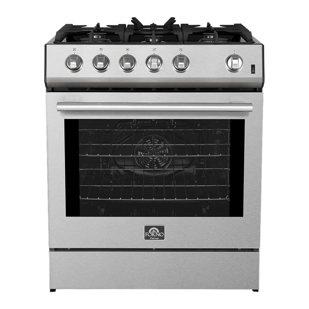 Leonardo Espresso 30-Inch Stainless Steel Gas Range with Five Burners and Convection Oven