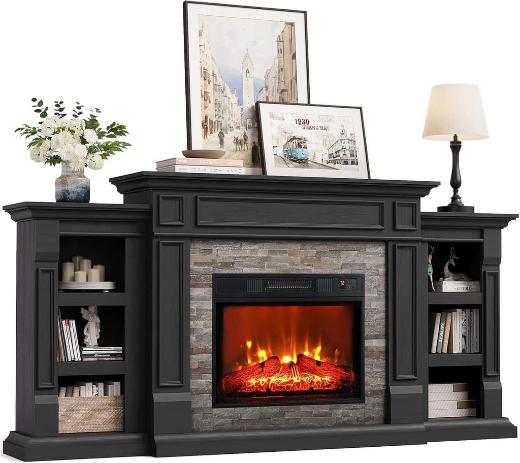 Naice 72-Inch Electric Fireplace with Mantel