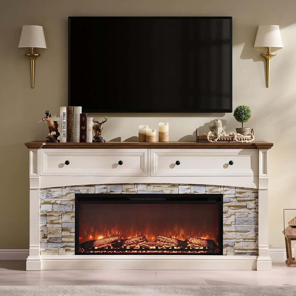 OKD 70-Inch Fireplace TV Stand