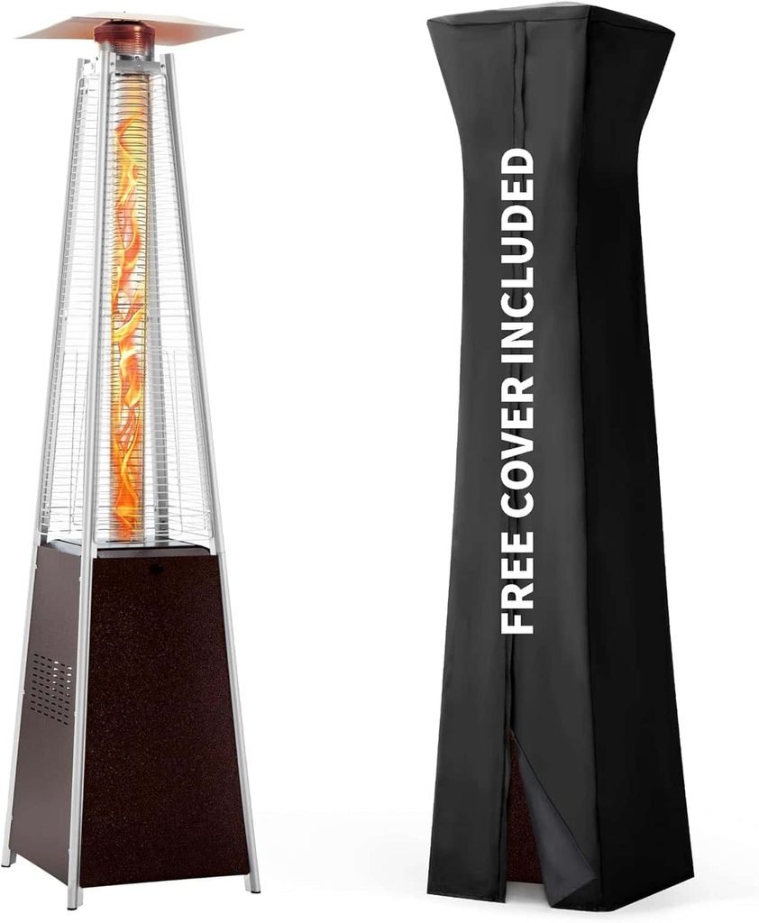 Pamapic 89-Inch Pyramid Propane Patio Heater with Quartz Glass Flame Tube
