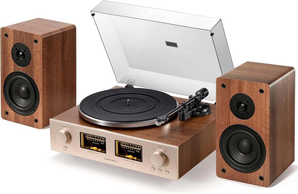 Qlearsoul HiFire X Vinyl Record Player with 100W Speakers